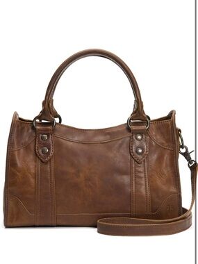 Frye Melissa Leather Zip Satchel Crossbody - Dark Brown